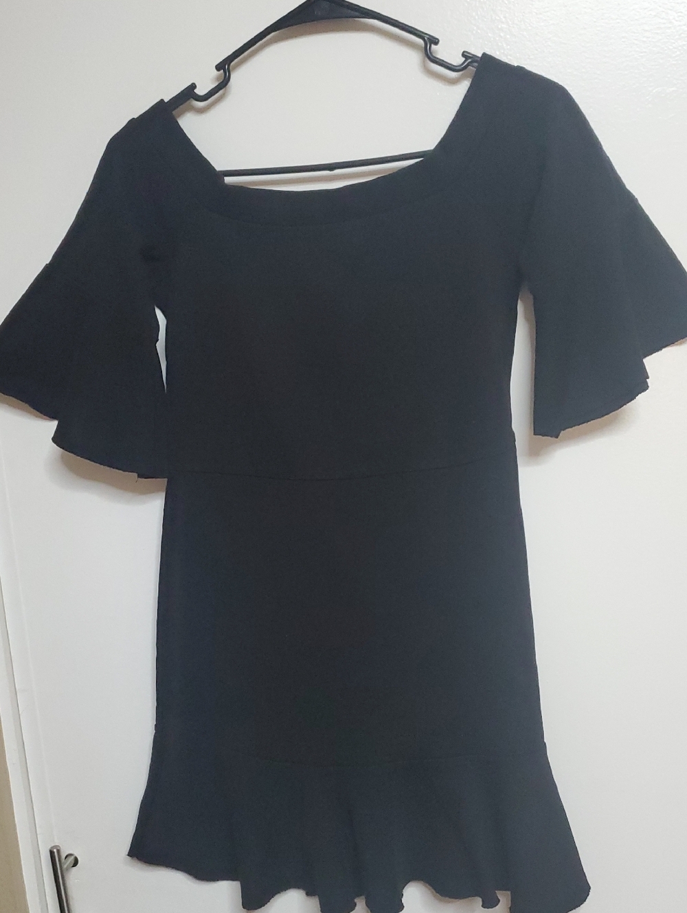 Free People Black Mini Dress with Ruffle Hem